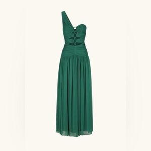 NWT margot one shoulder lace up maxi dress - evergreen